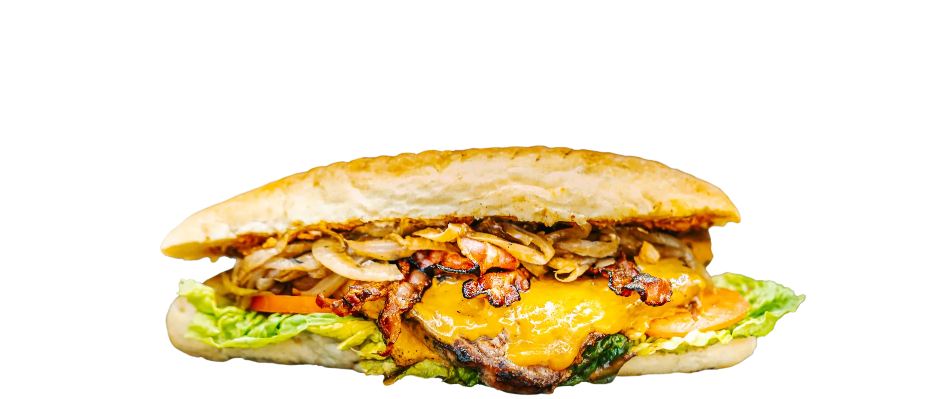Foodliner Steak Sandwich mit zartem Steak, geschmolzenem Käse, karamellisierten Zwiebeln und frischem Salat – das ultimative Geschmackserlebnis.